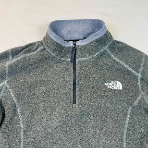North Face TNF Gray Quarter Zip Fleece Pullover Women's Large Outdoor Gorpcore - Picture 6 of 13
